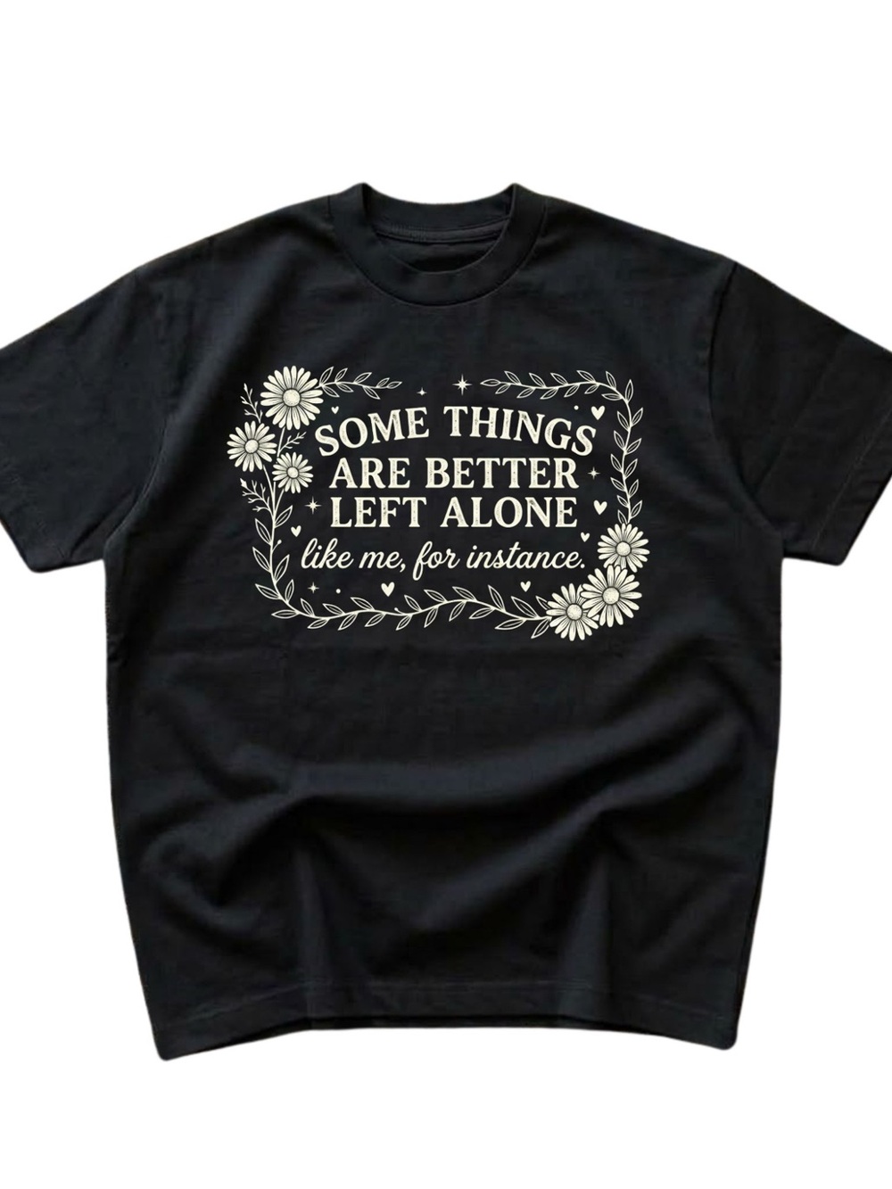 Gildan Floral Graphic Black Tee
